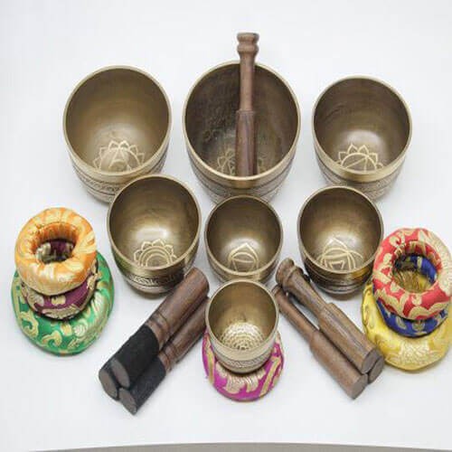 Brown Seven Chakra Set Singing Bowl