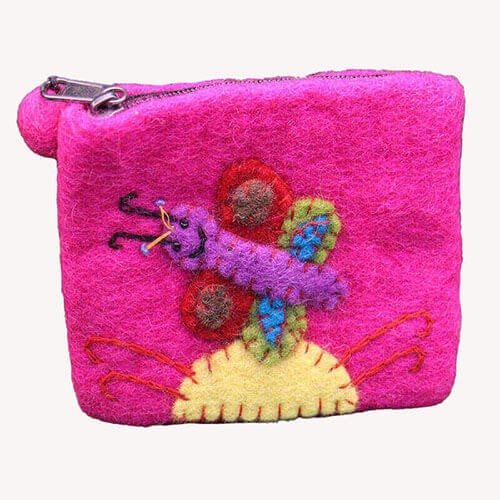 Caterpillar Pink Felt Purse