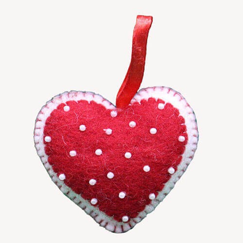 Felt White Red Heart