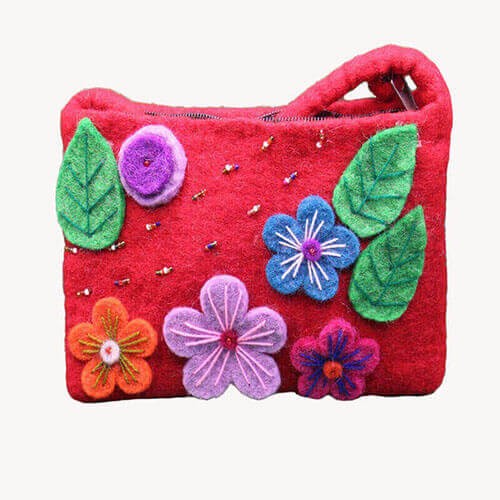 Flower With Leaf Felt Bag