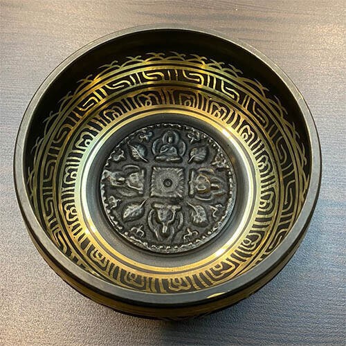 Four Buddha Carved Singing Bowl