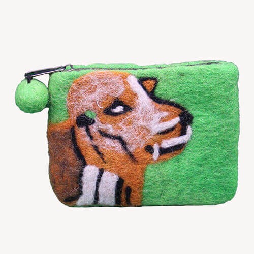 Green Wolf Felt Purse