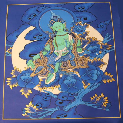 Handmade Green Tara Thangka Painting