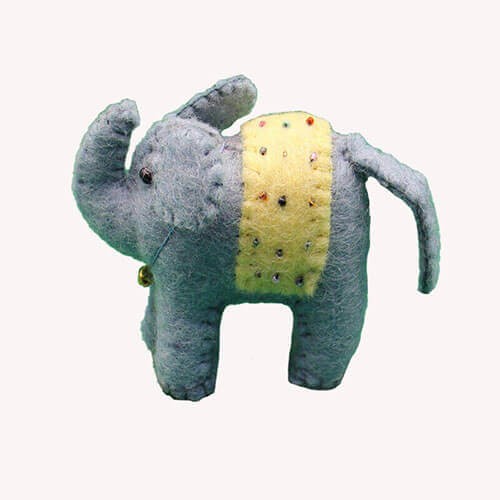 Light Happy Elephant Felt Doll