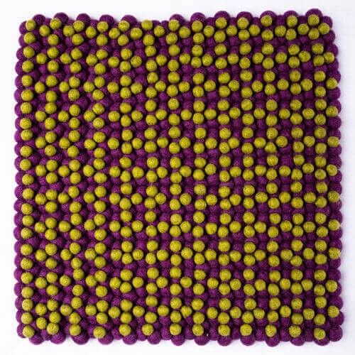 Nepal Felt Ball Square Trivet Mat