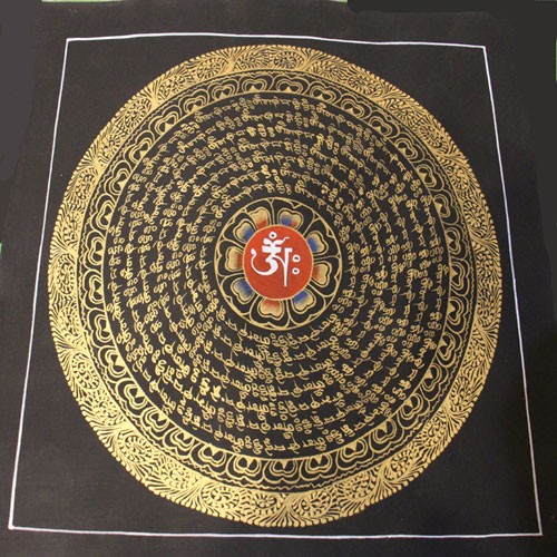 Om With Full Mantras Thangka Painting