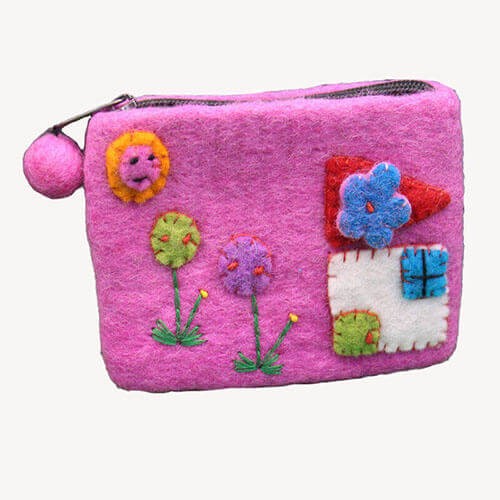 Pink Art Felt Purse