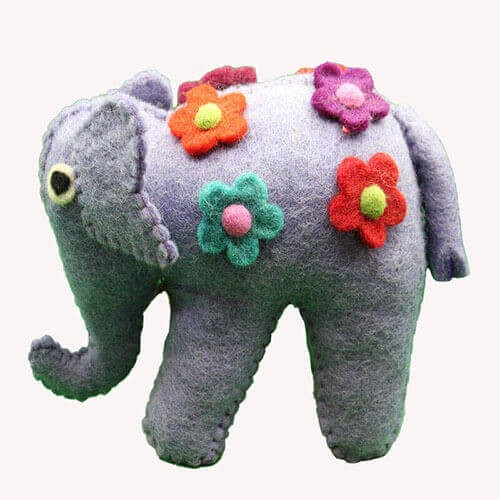 Purple Elephant Felt Doll