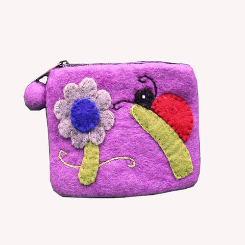 Purple Flowery Felt Purse