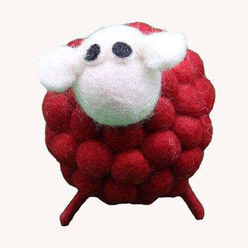 Red Ball Sheep Felt Doll