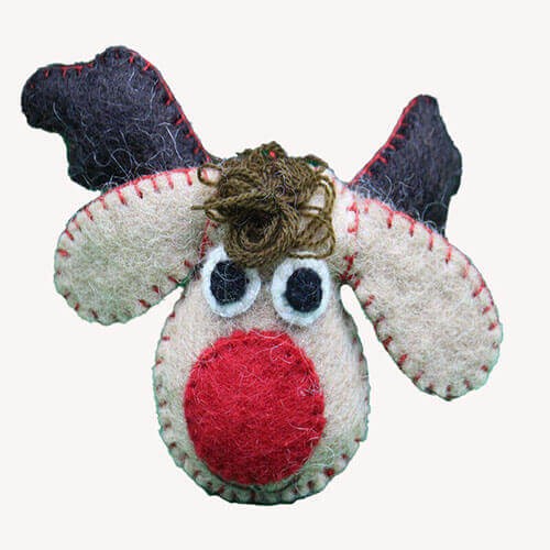 Red Nose Dog Felt Doll