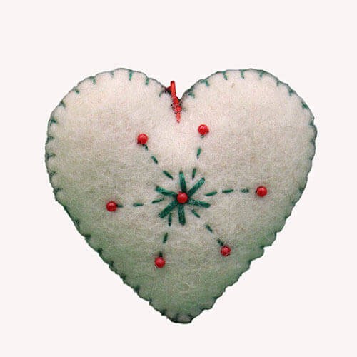 White Felt Heart