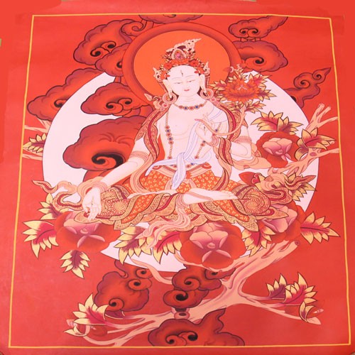 White Tara Handmade Thangka Painting